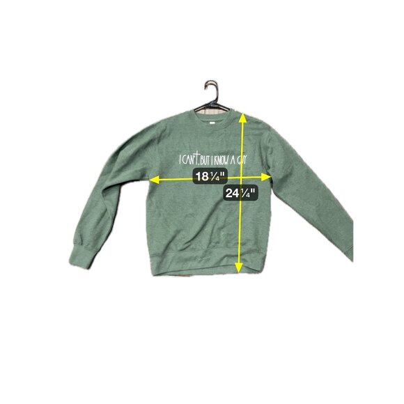 I Cant But I Know A Guy Green Sweatshirt By Love & Faith Sz Small - Picture 7 of 9